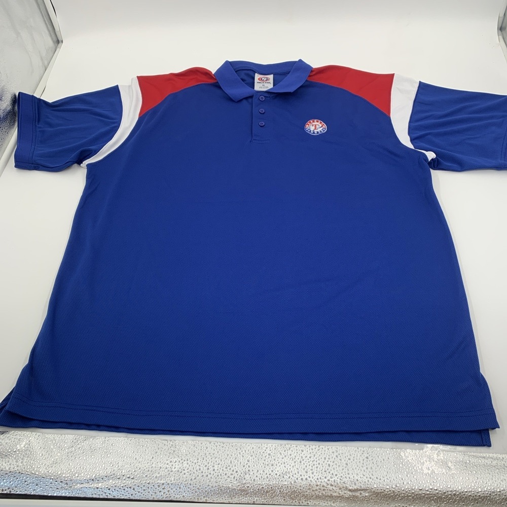 True Fan Texas Rangers Baseball Mens Polo Shirt XL Athletic Genuine Merch SS EUC